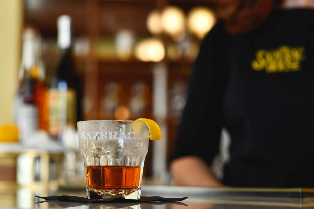 a freshly made Sazerac cocktail