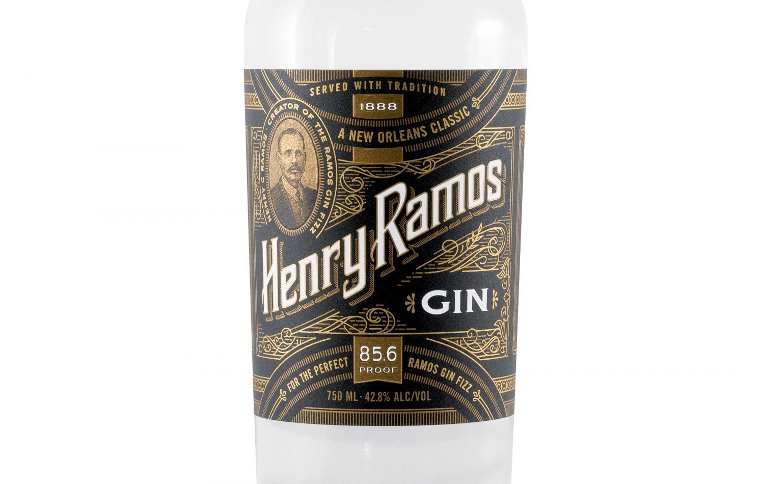 Bottle photo of Henry Ramos Gin on white background